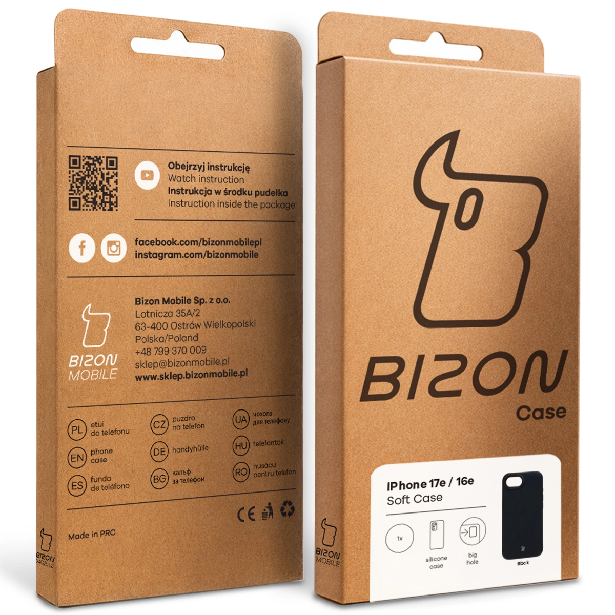 Kraftowe pudełko Bizon Case z dedykowaną etykietą do Apple iPhone 17e/16e